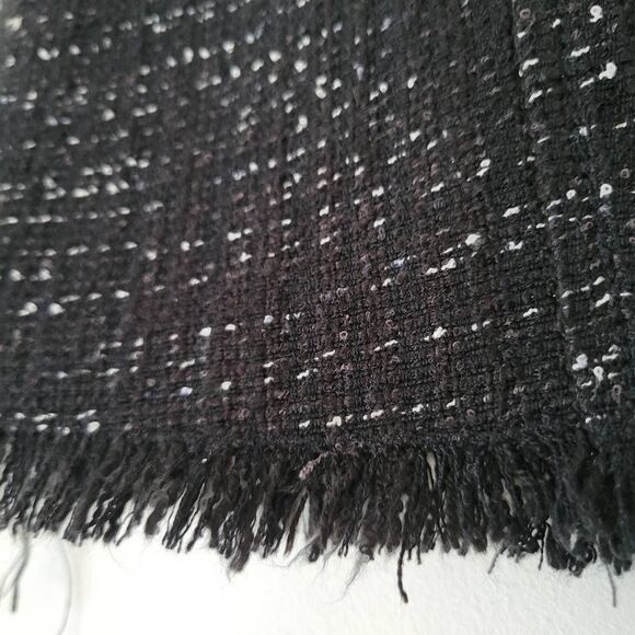 Ann Taylor LOFT Black Tweed Fringe Hem A-Line Mini Skirt Size 2 Lined Classic Wo - Picture 3 of 7